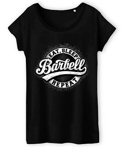 T-shirt bio Eat sleep barbell repeat