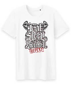 T-shirt bio Eat sleep barbell repeat 3