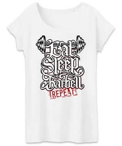 T-shirt bio Eat sleep barbell repeat 3